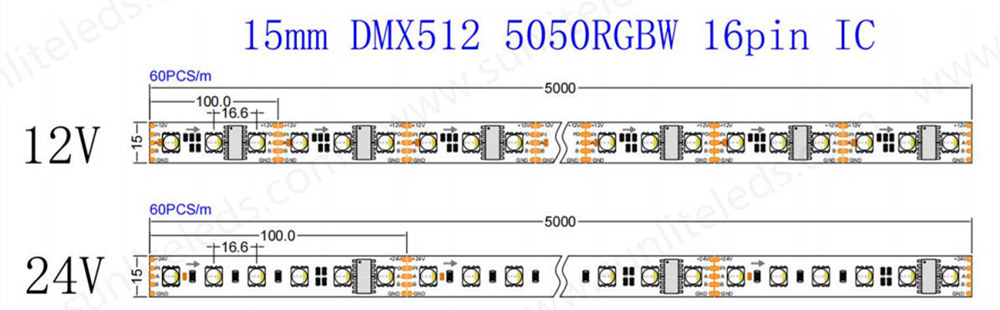 15mm DMX512 5050RGBW 16pin IC 1