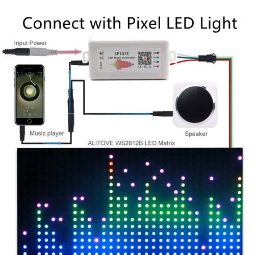 SP107E connect with pixel LED light