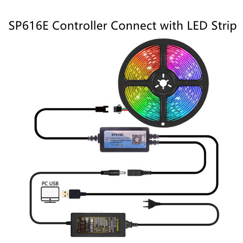 SP616E connect with LED strip