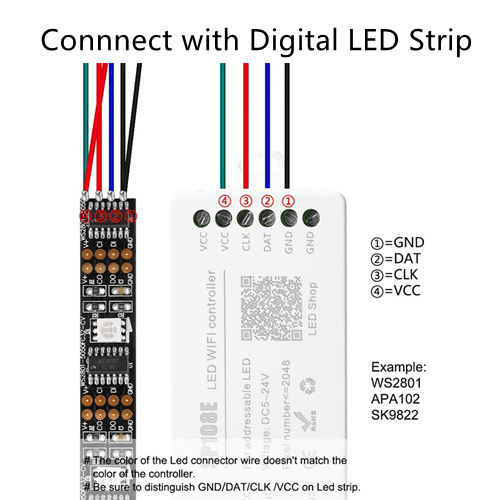 sp108e connect with led strip