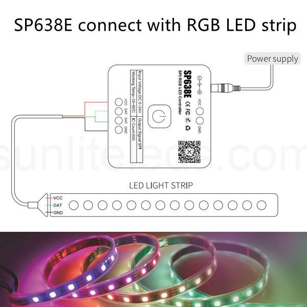 SP638E connect with RGB LED strip