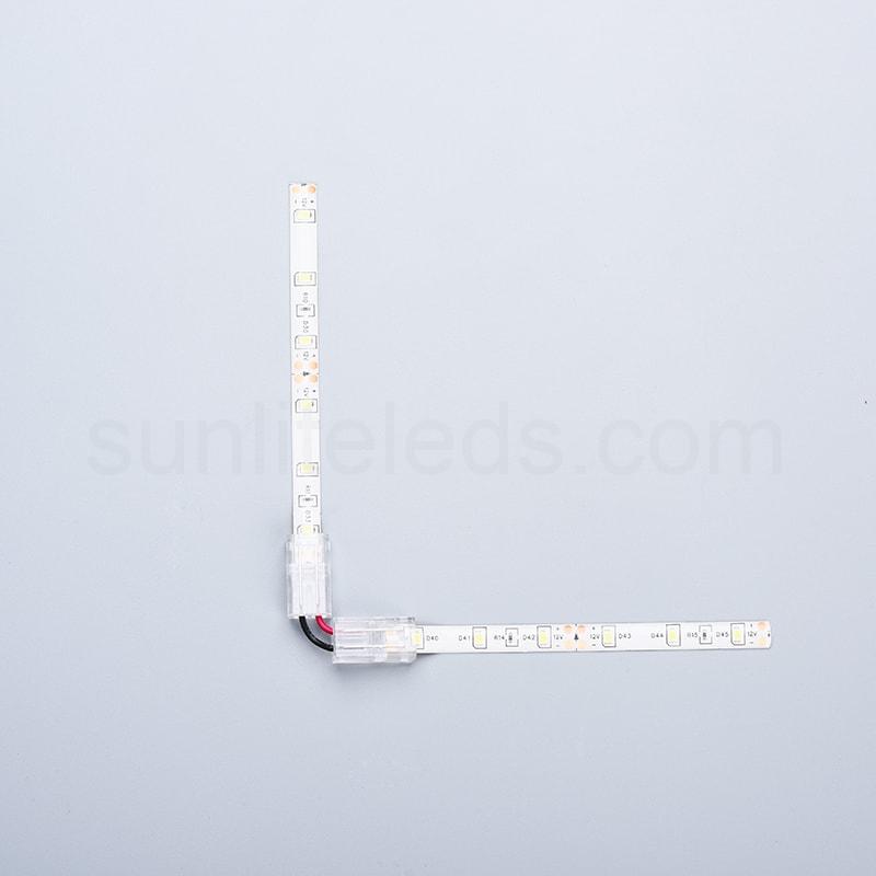 8mm 2 Pin Single Color L Shape Ribbon Wire Ribbon LED Strip Connector