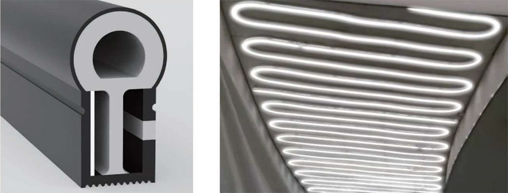 10x23mm black horizontal bend neon light 10mm strip inside for graphic design application