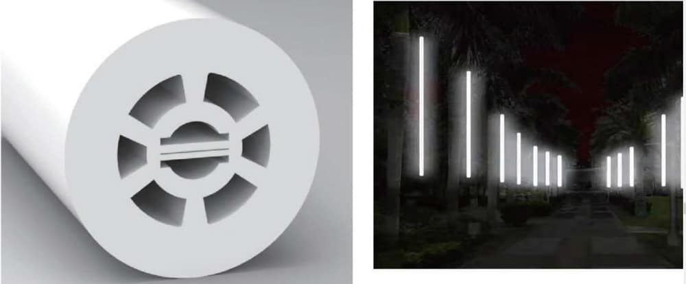 Diameter 40mm 360 degree neon light double sided 10mm LED strip inside for sci fi themes application