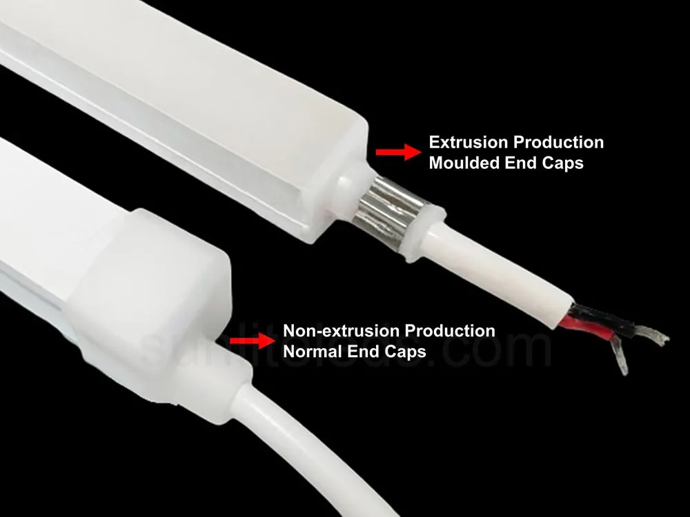 Non extrusion Production Normal End Caps vs Extrusion Production Moulded End Caps